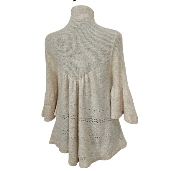 Anthropologie Feather Bone Merino Wool Alpaca Blend Pointelle Sweater Sz Small - Picture 7 of 15